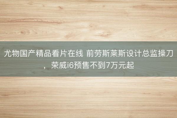尤物国产精品看片在线 前劳斯莱斯设计总监操刀，荣威i6预售不到7万元起