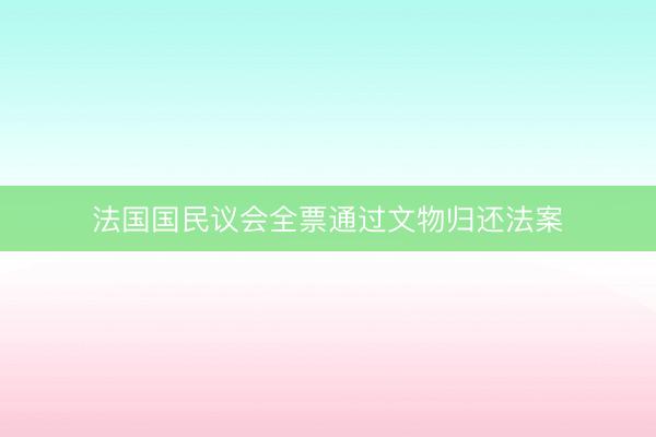 法国国民议会全票通过文物归还法案
