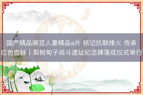 国产精品麻豆人妻精品a片 铭记抗联烽火 传承红色血脉丨梨树甸子战斗遗址纪念碑落成仪式举行