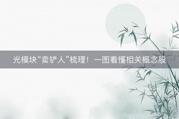 光模块“卖铲人”梳理！一图看懂相关概念股
