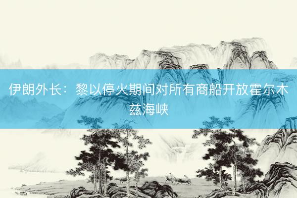 伊朗外长：黎以停火期间对所有商船开放霍尔木兹海峡