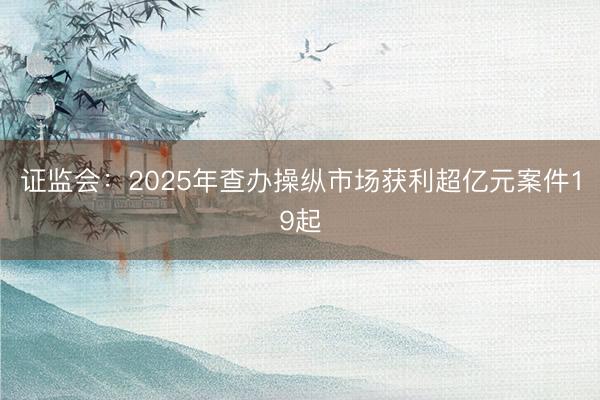 证监会：2025年查办操纵市场获利超亿元案件19起