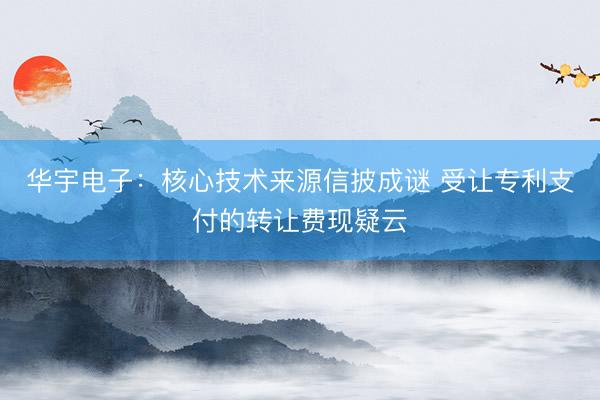 华宇电子：核心技术来源信披成谜 受让专利支付的转让费现疑云