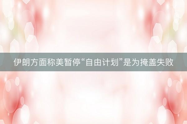 伊朗方面称美暂停“自由计划”是为掩盖失败