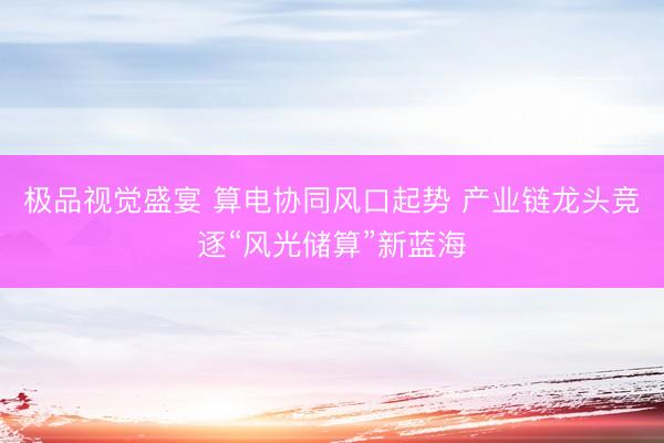 极品视觉盛宴 算电协同风口起势 产业链龙头竞逐“风光储算”新蓝海