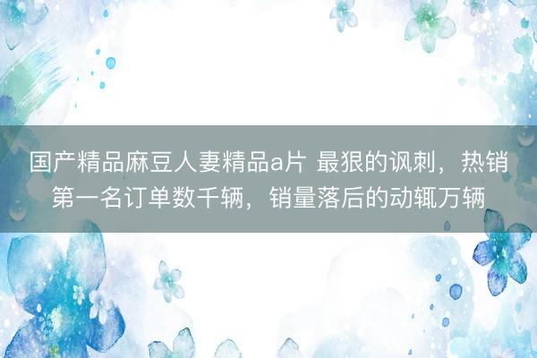 国产精品麻豆人妻精品a片 最狠的讽刺，热销第一名订单数千辆，销量落后的动辄万辆
