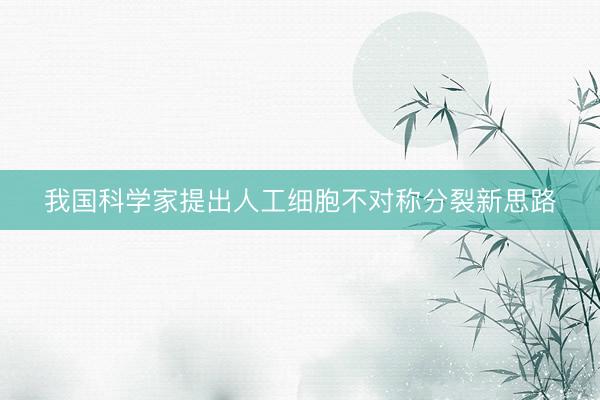 我国科学家提出人工细胞不对称分裂新思路
