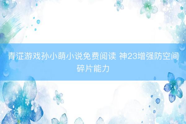 青淽游戏孙小萌小说免费阅读 神23增强防空间碎片能力