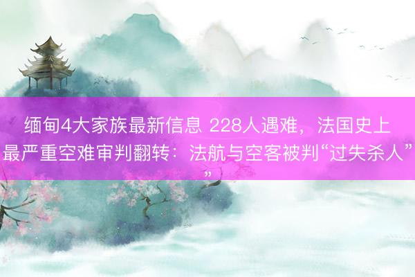缅甸4大家族最新信息 228人遇难，法国史上最严重空难审判翻转：法航与空客被判“过失杀人”