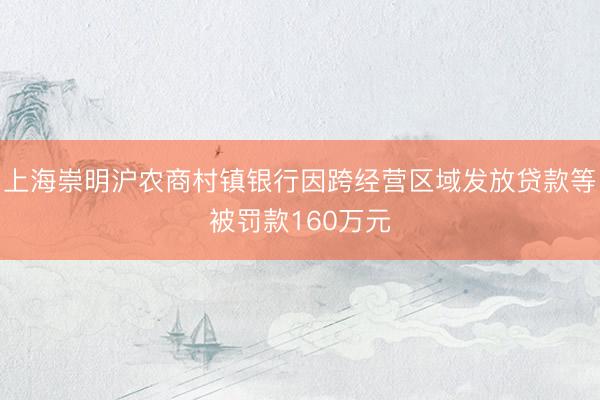 上海崇明沪农商村镇银行因跨经营区域发放贷款等被罚款160万元