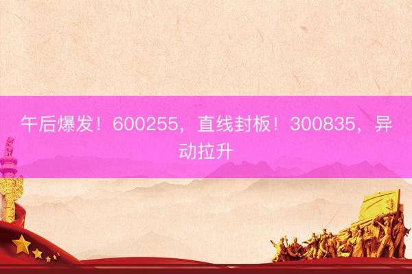 午后爆发！600255，直线封板！300835，异动拉升