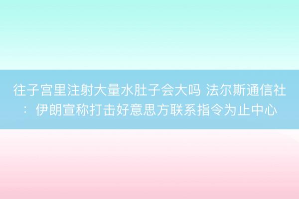 往子宫里注射大量水肚子会大吗 法尔斯通信社：伊朗宣称打击好意思方联系指令为止中心
