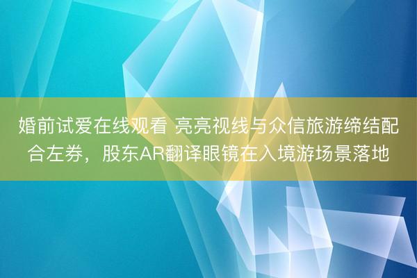 婚前试爱在线观看 亮亮视线与众信旅游缔结配合左券，股东AR翻译眼镜在入境游场景落地