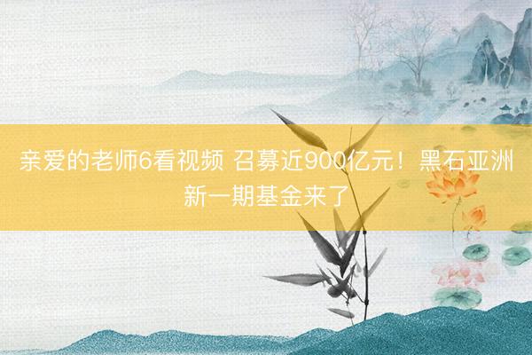亲爱的老师6看视频 召募近900亿元！黑石亚洲新一期基金来了