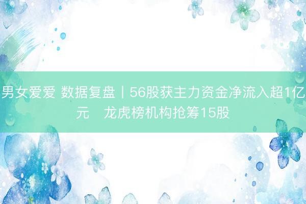男女爱爱 数据复盘丨56股获主力资金净流入超1亿元 龙虎榜机构抢筹15股