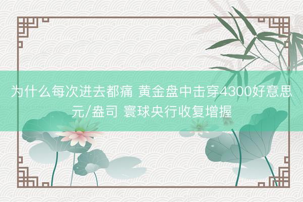 为什么每次进去都痛 黄金盘中击穿4300好意思元/盎司 寰球央行收复增握