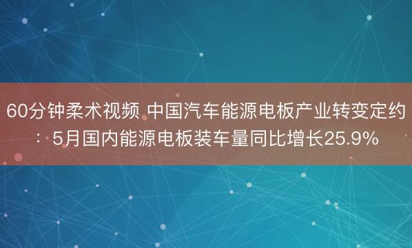 60分钟柔术视频 中国汽车能源电板产业转变定约：5月国内能源电板装车量同比增长25.9%